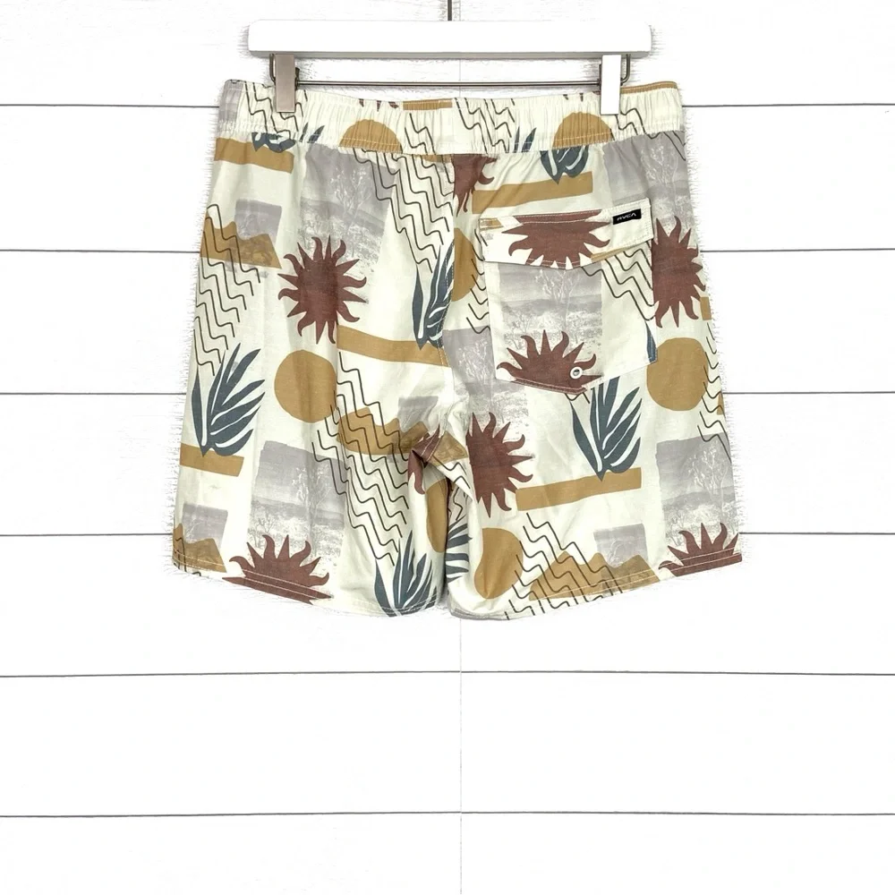 RVCA Atlas Printed Boardshort Swim Shorts Medium Unlined Beach Sun Desert Geo